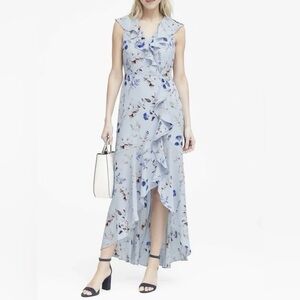 Banana Republic Light Blue Floral Maxi Dress